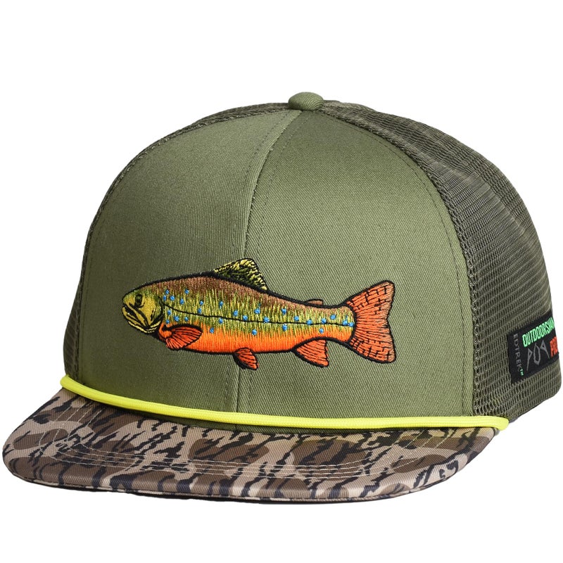 EDTREK Elite Youth Country Hat for Big Kids - Boys Snapback Hat with Flat Brim (Brook Trout - Olive Bottomland Camo) - Image 3