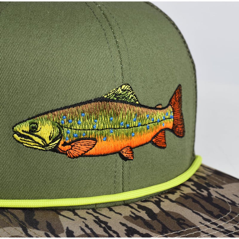 EDTREK Elite Youth Country Hat for Big Kids - Boys Snapback Hat with Flat Brim (Brook Trout - Olive Bottomland Camo) - Image 4