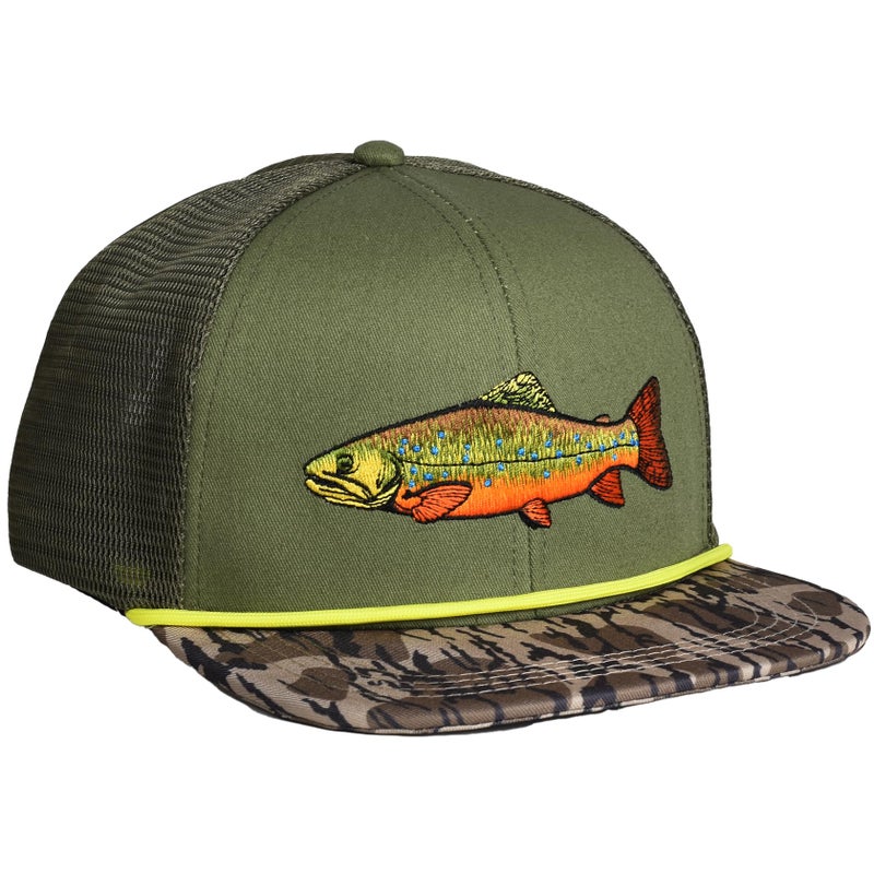 EDTREK Elite Youth Country Hat for Big Kids - Boys Snapback Hat with Flat Brim (Brook Trout - Olive Bottomland Camo) - Image 2
