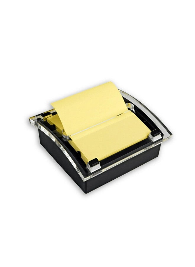 Post-it Pop-Up Notes Dispenser, Organizes Desk & Keeps Notes Nearby, Black Base, Clear Top, Includes 50 Sheets Of 3 In X 3 In Canary Yellow Sheets - Image 1
