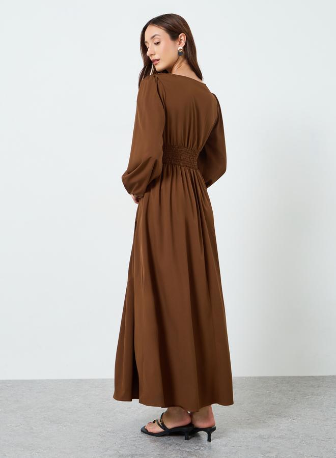 Take Two Women Solid Balloon Sleeves Maxi Dress - Image 5