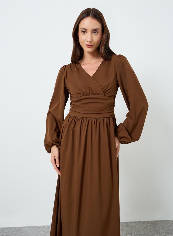 Take Two Women Solid Balloon Sleeves Maxi Dress - Image 3