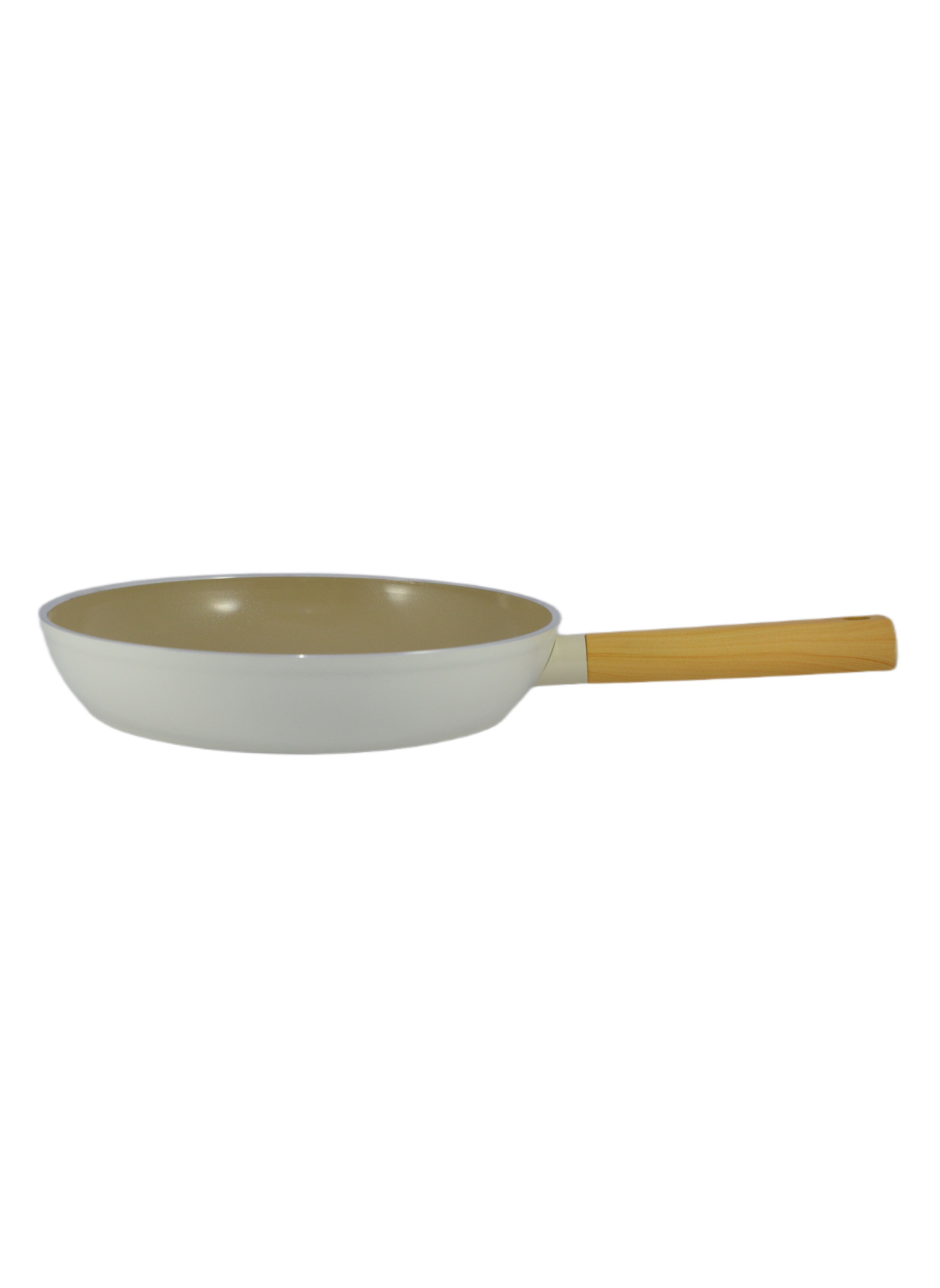 Homemaker Swiss Crystal High Quality Ceramic Coating Non-Stick Frypan - 28cm - Natural Wood Handle - Beige 