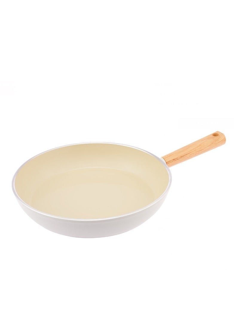 Homemaker Swiss Crystal High Quality Ceramic Coating Non-Stick Frypan - 28cm - Natural Wood Handle - Beige - Image 4