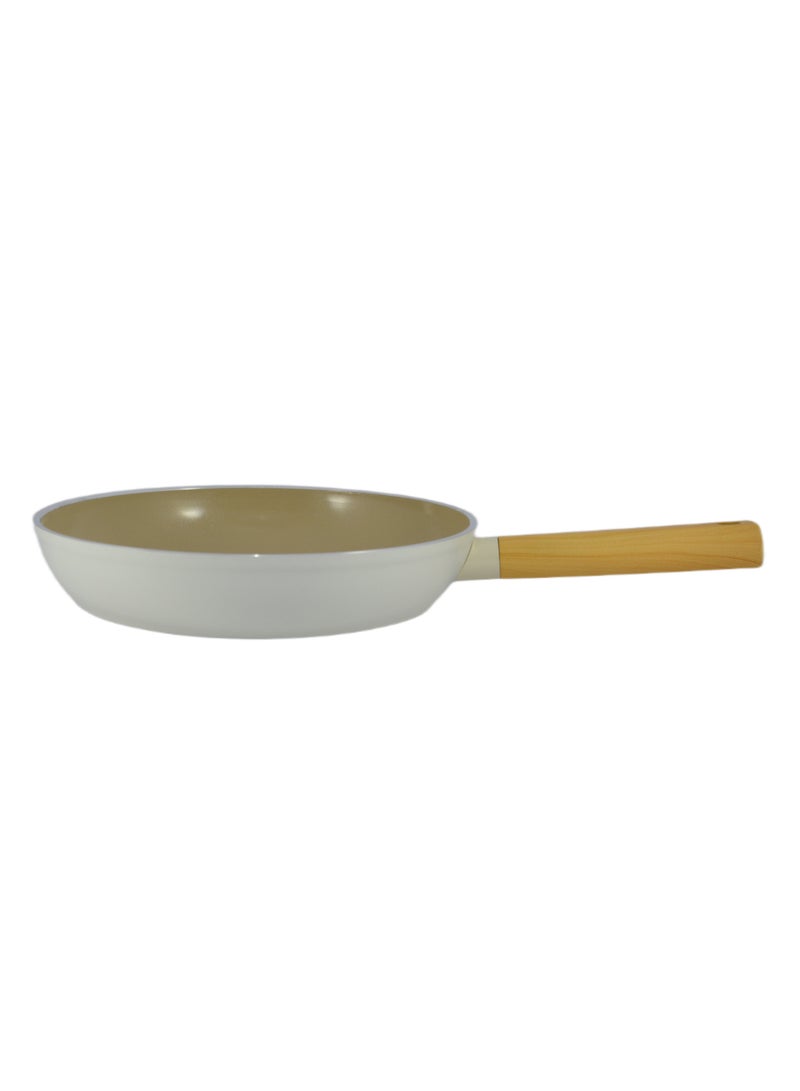 Homemaker Swiss Crystal High Quality Ceramic Coating Non-Stick Frypan - 28cm - Natural Wood Handle - Beige - Image 1