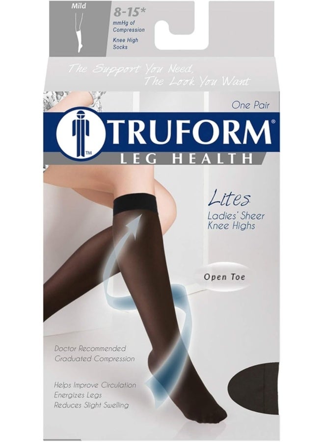 Truform Truform Sheer Compression Stockings, 8-15 mmHg, Women's Open Toe, Knee High Length, 20 Denier, Black, X-Large - Image 5