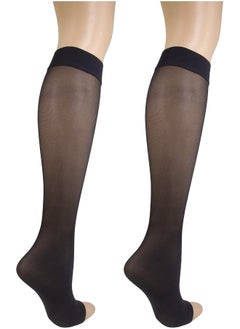 Truform Truform Sheer Compression Stockings, 8-15 mmHg, Women's Open Toe, Knee High Length, 20 Denier, Black, X-Large  - Image 4