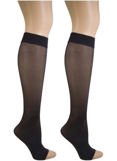Truform Truform Sheer Compression Stockings, 8-15 mmHg, Women's Open Toe, Knee High Length, 20 Denier, Black, X-Large  - Image 3