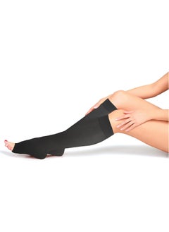 Truform Truform Sheer Compression Stockings, 8-15 mmHg, Women's Open Toe, Knee High Length, 20 Denier, Black, X-Large  - Image 1