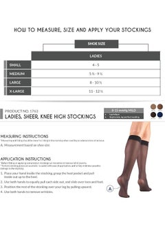 Truform Truform Sheer Compression Stockings, 8-15 mmHg, Women's Open Toe, Knee High Length, 20 Denier, Black, X-Large  - Image 2