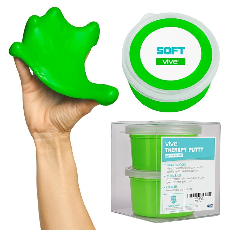 Vive Therapy Putty For Adults For Hand Therapy 2 Pack Occupational Sensory Stress Relief Tools for Physical Exercise Finger Pain Grip Strength Rehab Arthritis Forearms Fidgeting Motor - Image 1