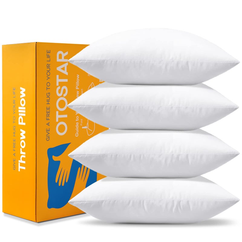 Otostar OTOSTAR Pack of 4 Throw Pillow Inserts  16 x 24 Cushion Inner Soft Fluffy Plump Stuffer Cushion Pads White Decorative Pillow Inserts  - Image 1