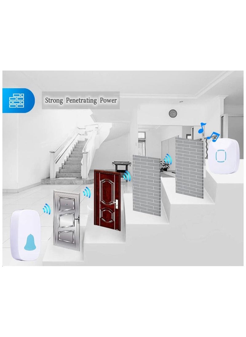 SKY-TOUCH - Wireless Doorbell, Waterproof Wireless Doorbell Kit With 36 Bells And Adjustable Volume; With Sound And Led Home Door Bell Chime (1 Receiver And 1 Pressure Button) - Image 1