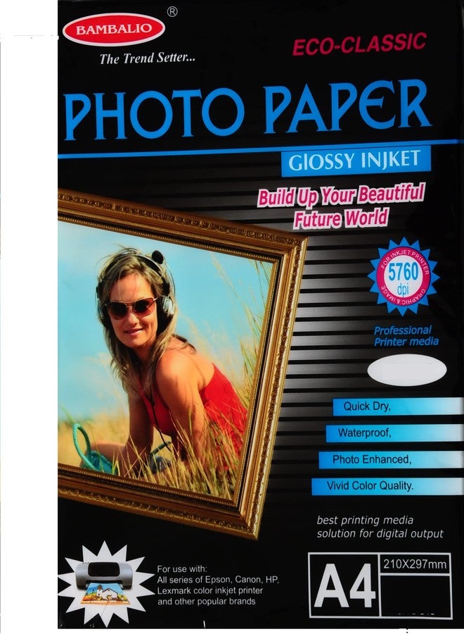 Bambalio BPG 180-50 Glossy Photo Paper, A4 Size, 180 GSM - Pack of 50 - Image 1