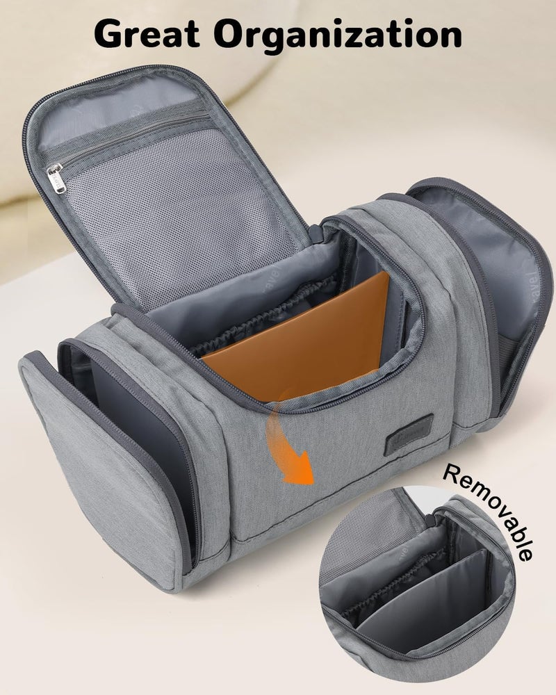 Outplea Waterproof Small Toiletry Bag for Men Women, Travel Toiletry Organizer Shaving Bag for Toiletries Accessories, Suitable Capacity Dopp Kit for Travel-Sized Essentials, Grey - Image 3