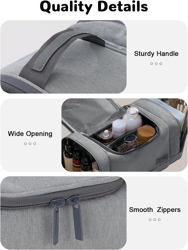 Outplea Waterproof Small Toiletry Bag for Men Women, Travel Toiletry Organizer Shaving Bag for Toiletries Accessories, Suitable Capacity Dopp Kit for Travel-Sized Essentials, Grey - Image 4