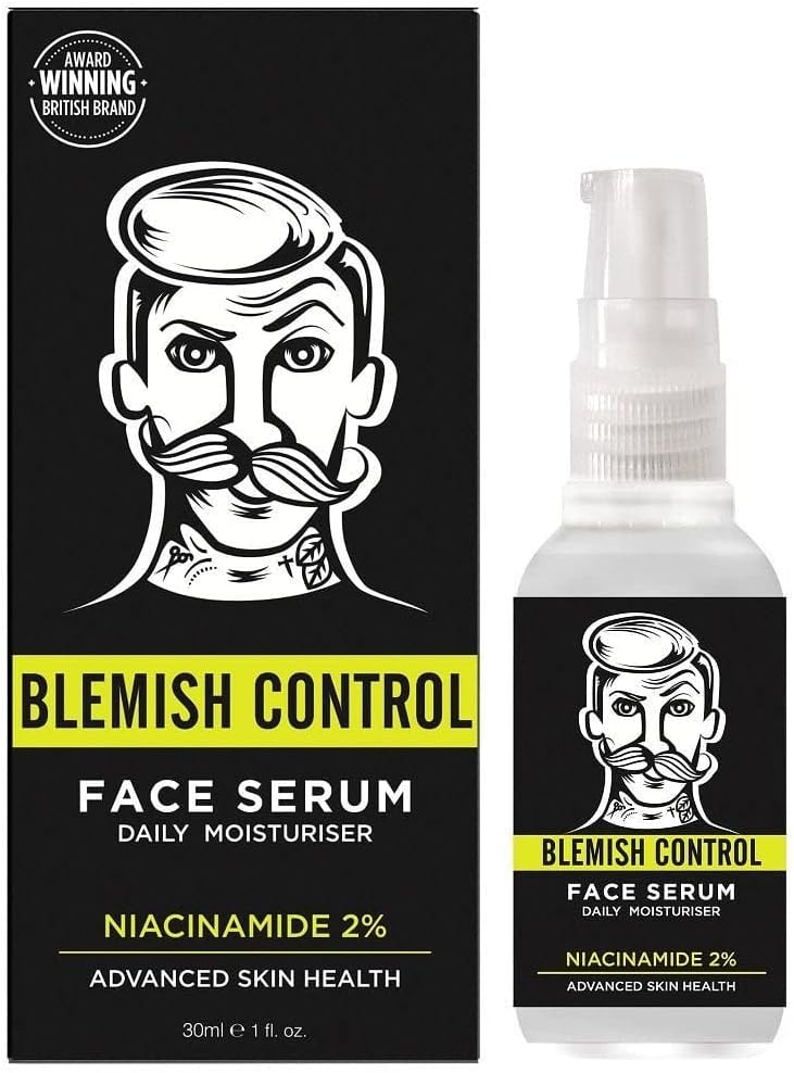 BARBER PRO BLEMISH CONTROL Face Serum Mens Face Cream Daily Moisturiser Antioxidant Niacinamide CICA For Acne Blemishes Natural Vegan Skincare Multi Award Winning Brand 30ml