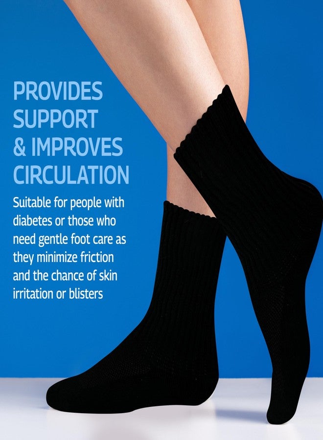 Pure Stride Diabetic Socks Quarter Length - Non-Binding Top, Ventilated Mesh Knit with Seamless Toe for Men and Women, No Slip Fabric Approved for Neuropathy & Circulatory Issues, Black, XLarge - Image 5
