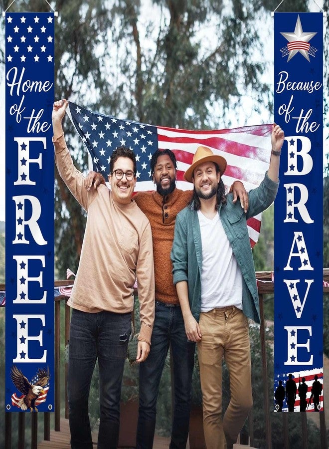 MEHOFOND USA Flag Patriotic Soldier Porch Sign Banners,Patriotic Decoration for Memorial Day, 4th of July Decor Hanging,Independence Day Veterans Day Labor Day Hanging Banner for Yard Indoor Outdoor - Image 4