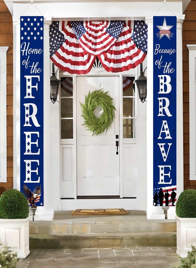 MEHOFOND USA Flag Patriotic Soldier Porch Sign Banners,Patriotic Decoration for Memorial Day, 4th of July Decor Hanging,Independence Day Veterans Day Labor Day Hanging Banner for Yard Indoor Outdoor - Image 1