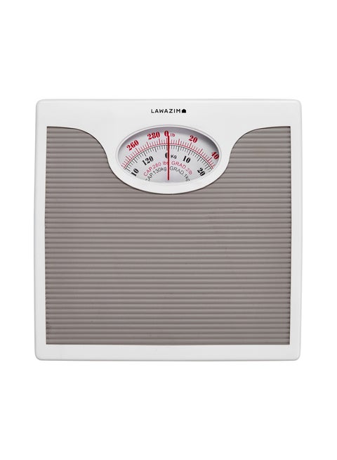 Body Scale -Gray- 130kg 280lb Capacity, Battery-Free Mechanical Weighing Scale, Easy-to-Read Dial, Non-Slip Textured Platform, Ideal for Families, Fitness Enthusiasts, Seniors, Daily Home Use
