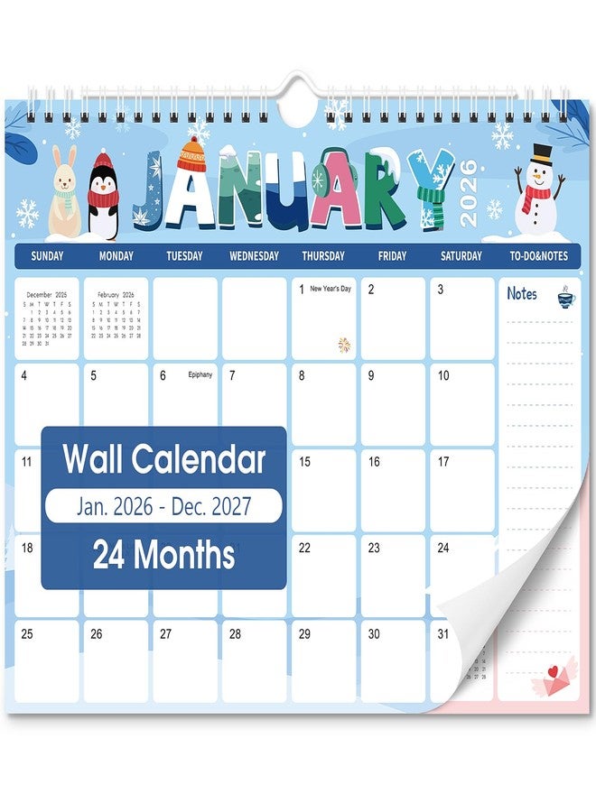 Zuozee 2026 Calendar, Wall Calendar 2026-2027, 24 Month Calendar from January 2026 to December 2027, 11" X 8.5", Monthly Calendar with Twin-Wire Binding, Perfect for Organizing at Home, Office & School - Image 1