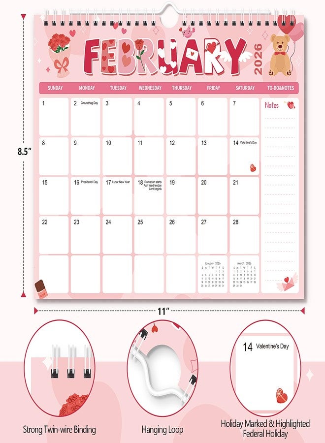 Zuozee 2026 Calendar, Wall Calendar 2026-2027, 24 Month Calendar from January 2026 to December 2027, 11" X 8.5", Monthly Calendar with Twin-Wire Binding, Perfect for Organizing at Home, Office & School - Image 2