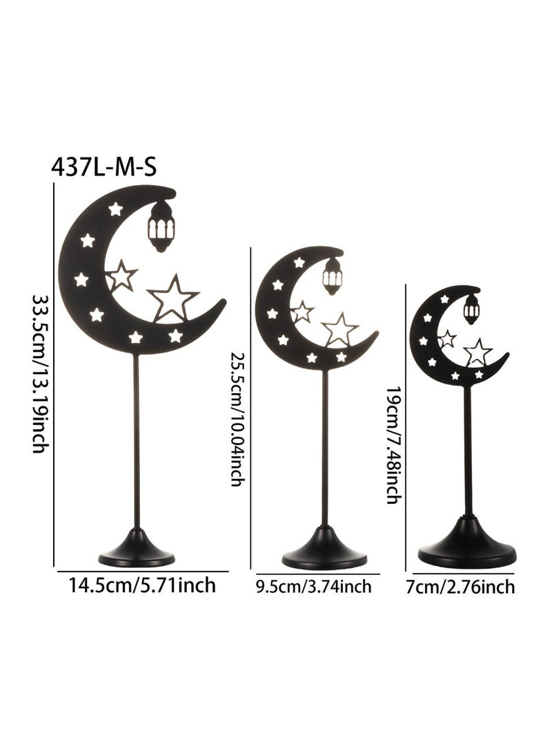 مجموعة من 3 زينة على شكل هلال، زينة مكتبية لرمضان، زينة مكتبية، زينة احتفالية، ديكور منزلي، ديكور غرفة، هدايا رمضانية، زينة للحفلات والعطلات، نجمة، هلال، فانوس، إنها الهدية المثالية للعائلة والأصدقاء. - Image 2