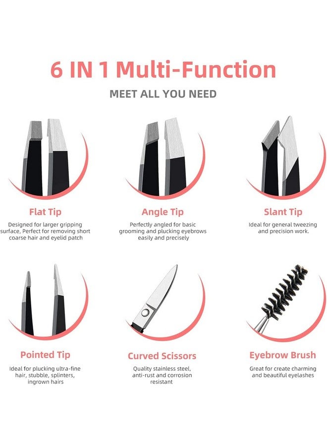 SPAREQUE 6PCS Professional Eyebrow Tweezers Set for Women and Men, Premium Stainless Steel Tweezer Kit, Best Tweezers Precision for Ingrown Hair, Facial Hair, Eyebrows Plucking - Image 2