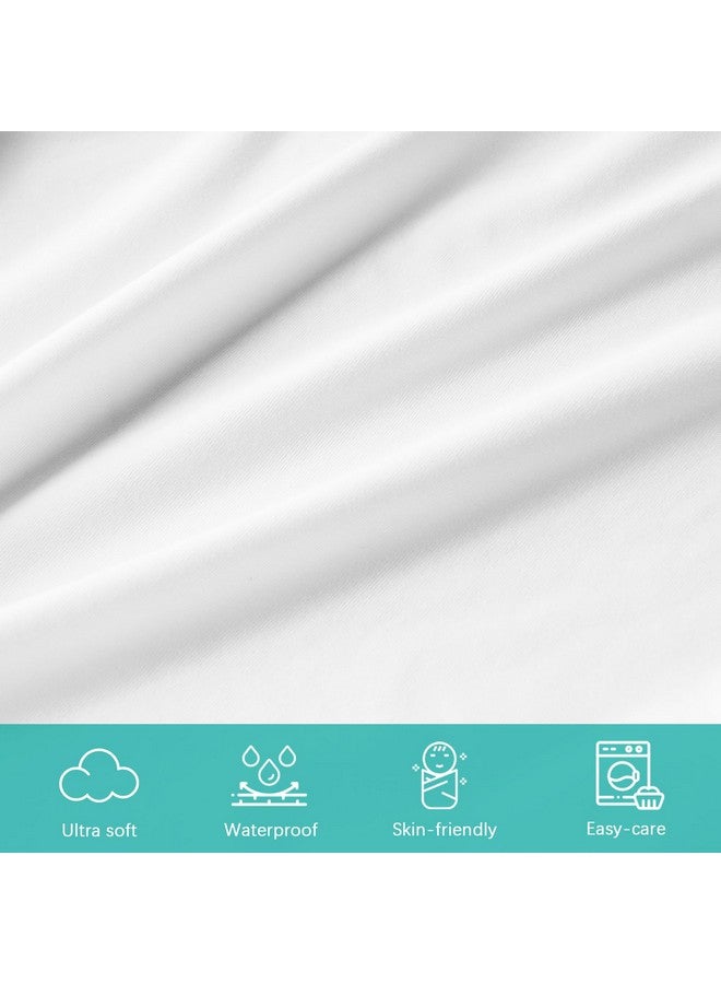 Biloban Changing Pad Cover Waterproof, 2 Pack Diaper Change Table Sheets for Baby Boys Girls, Fitted Cradle Sheets for 32"x16" Contoured Pad, Breathable & Ultra Soft, White - Image 3