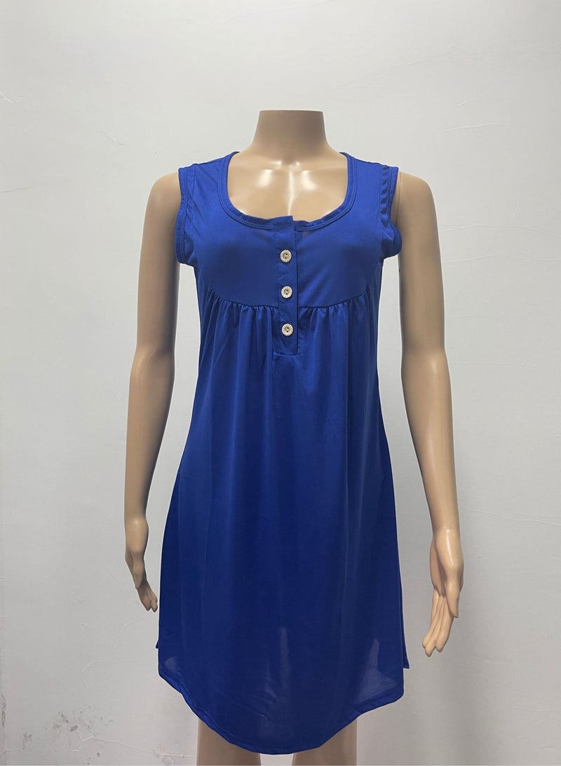 Sleeveless Beach Wear Dress Light Navy Blue - Image 3