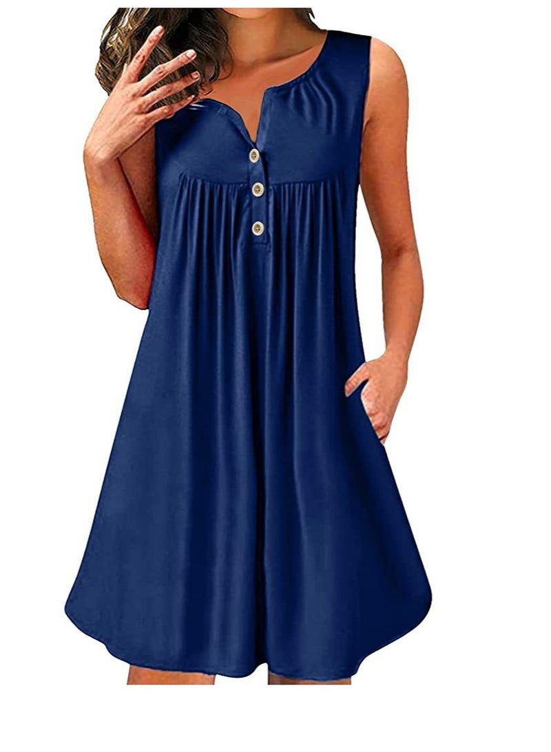 Sleeveless Beach Wear Dress Light Navy Blue - Image 2