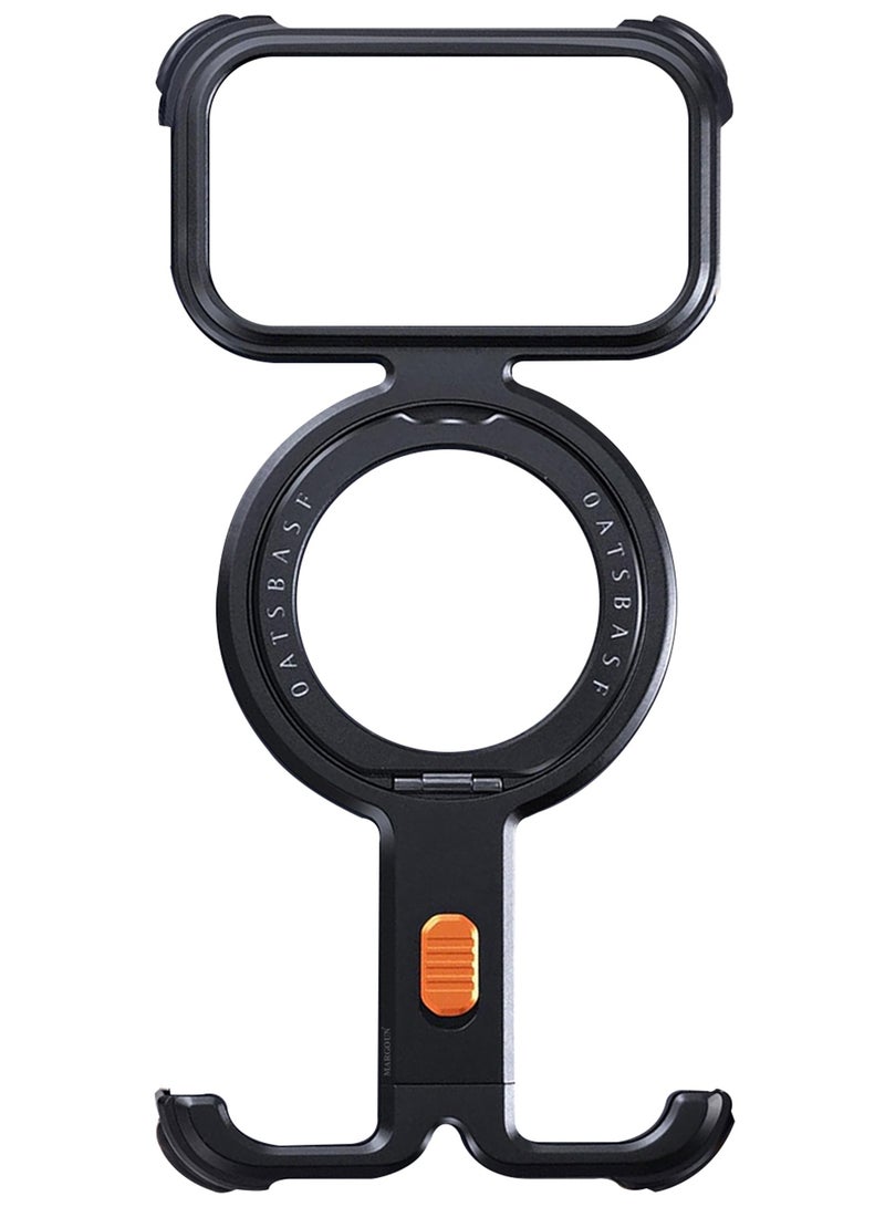 360° Rotating Magnetic Kickstand Holder for iPhone 17 Pro Max – Slim Metal Frame, Shockproof Protection - Black - Image 4