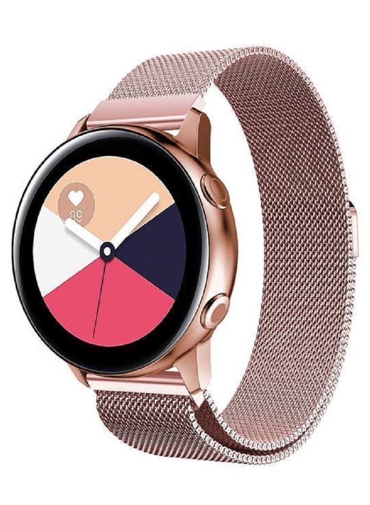 CATANES Samsung Galaxy Watch Active / Active 2 / Galaxy Watch 4 / Watch 4 Classic Milanese Stainless Steel Band 20mm Replacement Strap Rose Pink - Image 1