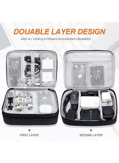 Arabest Electronic Organizer, Double Layer Travel Cable Organizer Bag Large Waterproof Electronic Accessories Storage Case for iPad, Kindle, Cables, Cord, Chargers, Hard Drive (Black)  - Image 2