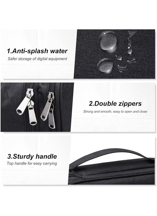 Arabest Electronic Organizer, Double Layer Travel Cable Organizer Bag Large Waterproof Electronic Accessories Storage Case for iPad, Kindle, Cables, Cord, Chargers, Hard Drive (Black)  - Image 4