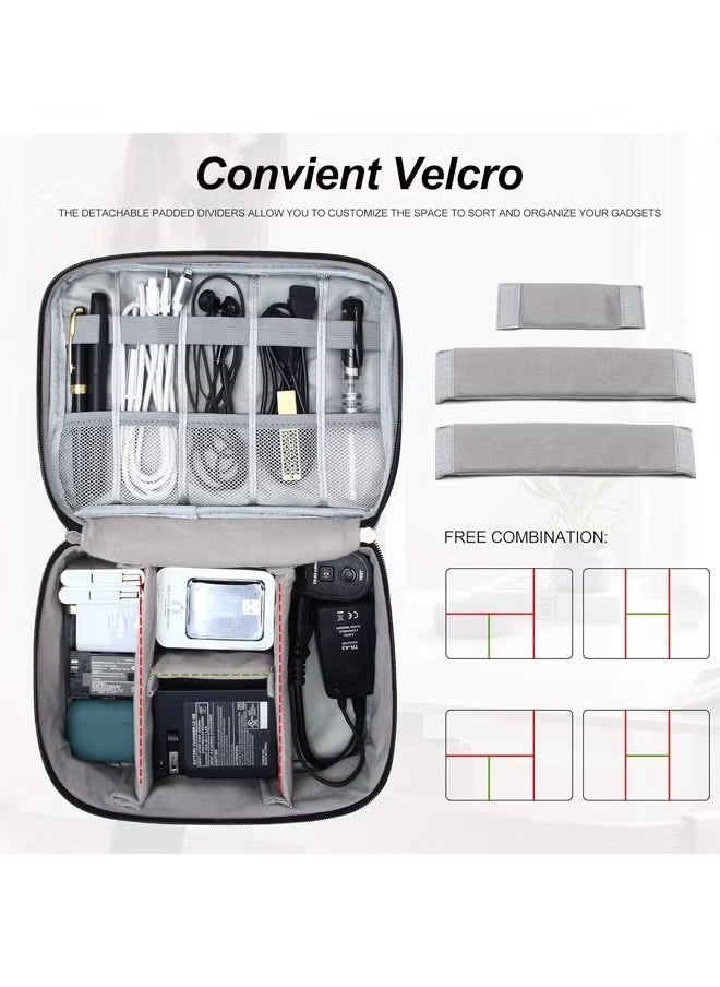 Arabest Electronic Organizer, Double Layer Travel Cable Organizer Bag Large Waterproof Electronic Accessories Storage Case for iPad, Kindle, Cables, Cord, Chargers, Hard Drive (Black)  - Image 5