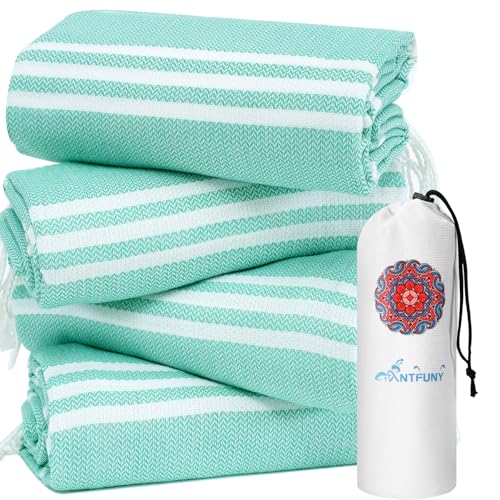 Antfuny 4 Pack Turkish Beach Towels Quick Dry Sand Free Oversized Bath Pool Swim Towel Extra Large XL Blanket Adult Travel Cruise Accessories Must Haves Clearance Stuff Necessities Vacation Essentials - Image 1