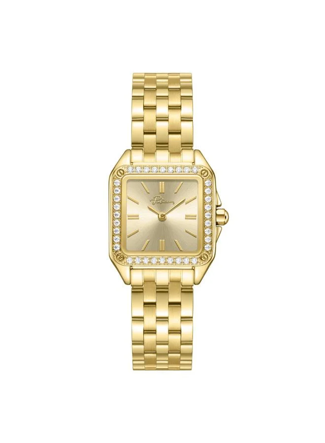 بوليس Omaha Champagne Dial Stainless Steel Bracelet Analog Watch for Women, 27.8mm