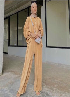 Fashion Solid Color Pleated Slacks Set