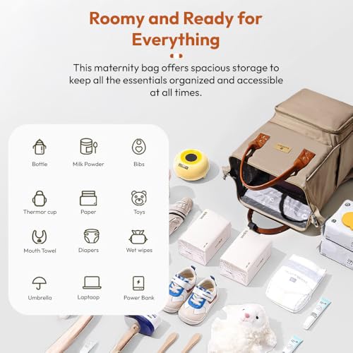 StarAndDaisy Baby Diaper Bag for Mother Travel/Diaper Bags for Mother for Travel with Laptop Pocket, Multi Compartments, Insulated Bottle Pockets, Waterproof, Ultra soft fabric - White Green - Image 3