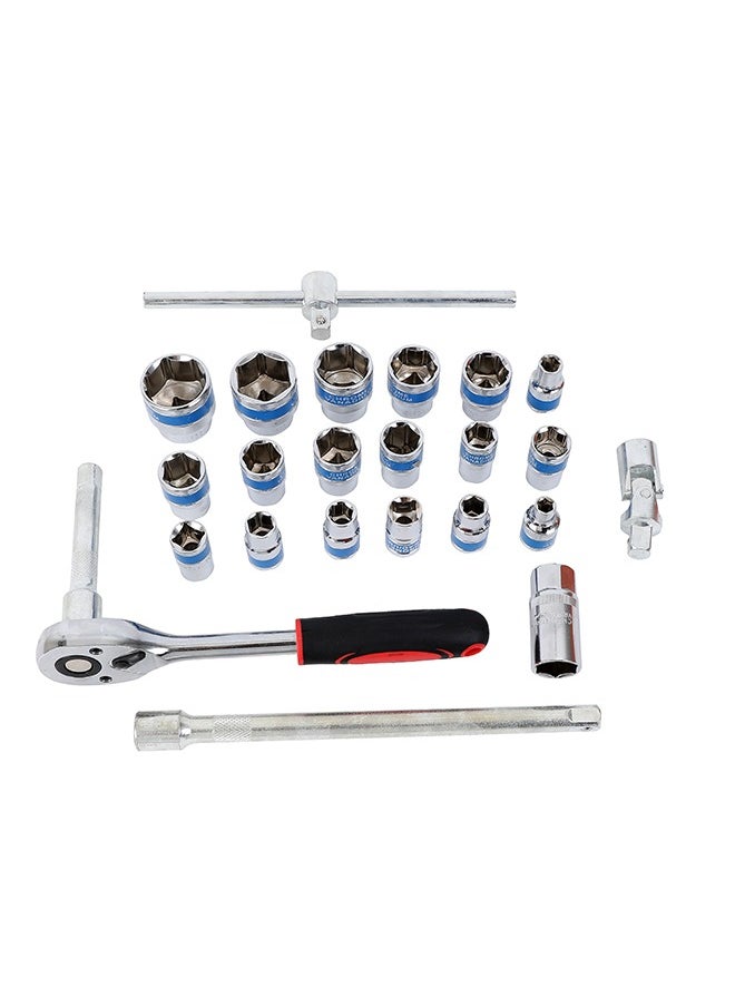 24-Piece Ratchet Wrench Set with Red Iron Box