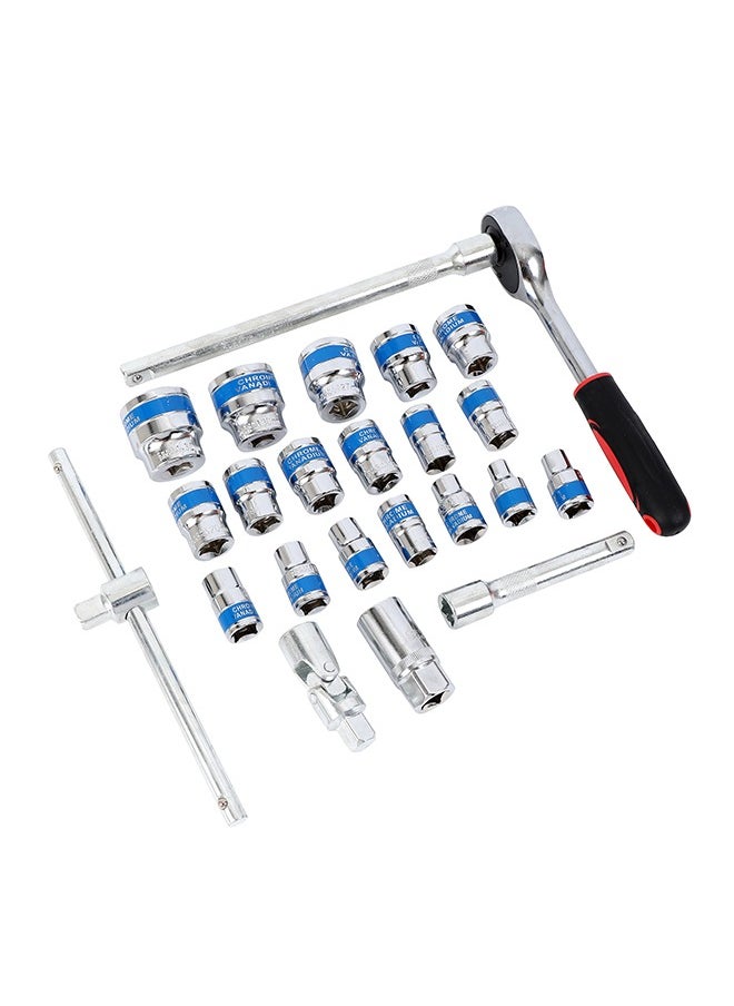 24-Piece Ratchet Wrench Set with Red Iron Box
