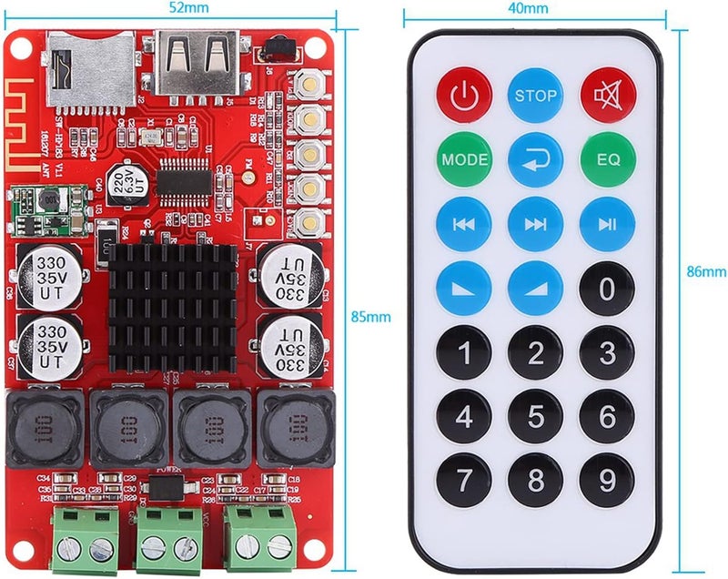 Portable Audio Receivers Amplifier Board, TF Card Decoder with Remote Control, Audio Power Amplifier Board for Various Audio Formats - Image 5