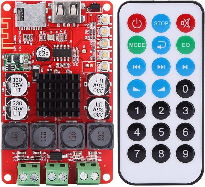 Portable Audio Receivers Amplifier Board, TF Card Decoder with Remote Control, Audio Power Amplifier Board for Various Audio Formats - Image 1