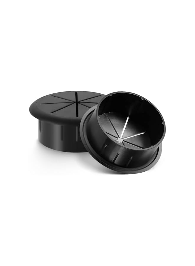 PROMASS برومس COOLive 2 بوصة غطاء ثقب المكتب أسود، غطاء ثقب المكتب للكابلات، غطاء ثقب المكتب للأسلاك، غطاء كابل مرن - 5 عبوات - Image 3