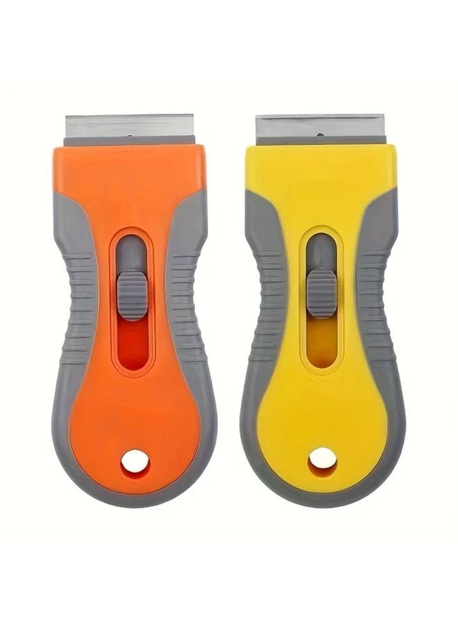 Yellow Ceramic Glass Scraper with 10 Metal Blades Adjustable Stain Remover for Kitchen Bathroom - Image 3