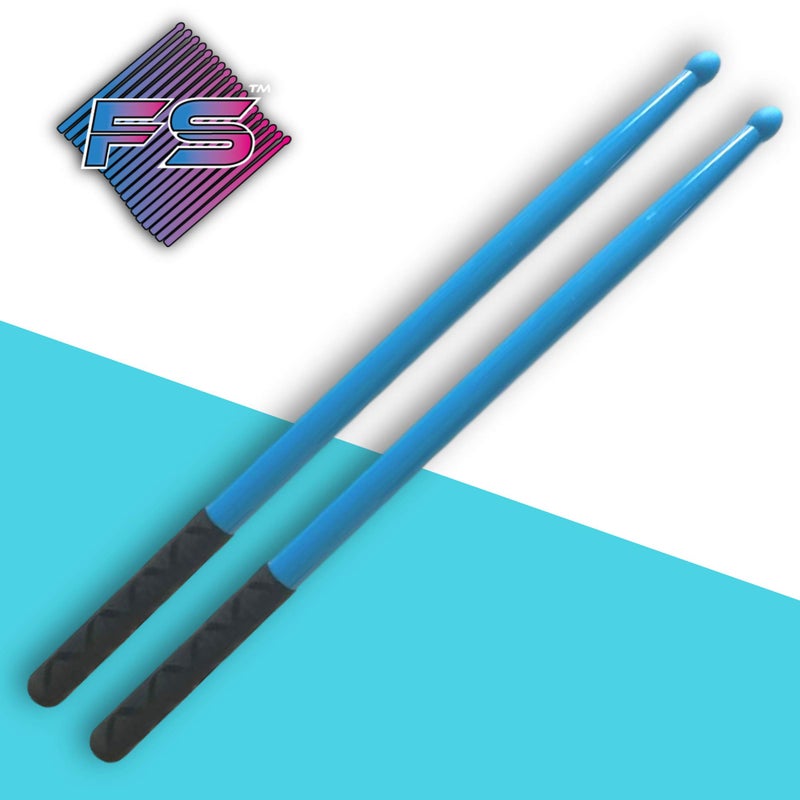 FITSTIX Drumsticks for Fitness & Aerobic Workout Classes Drum Sticks, Strong and Light Weight design make a fun addition to any exercise routine or class. (UV GREEN + FITGRIPS) - Image 1