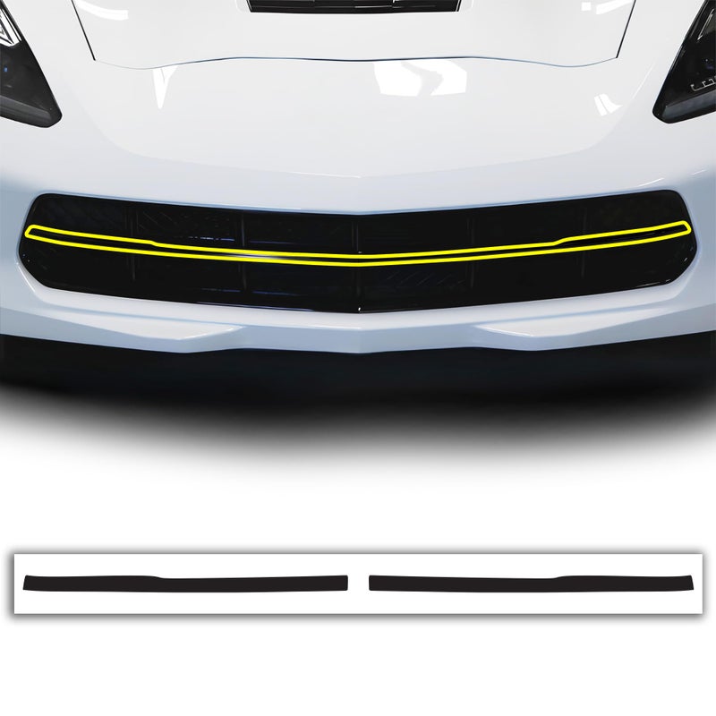 BOGAR TECH DESIGNS Front Chrome Delete Overlay Compatible with Chevy Corvette C7 20142019 Gloss Black