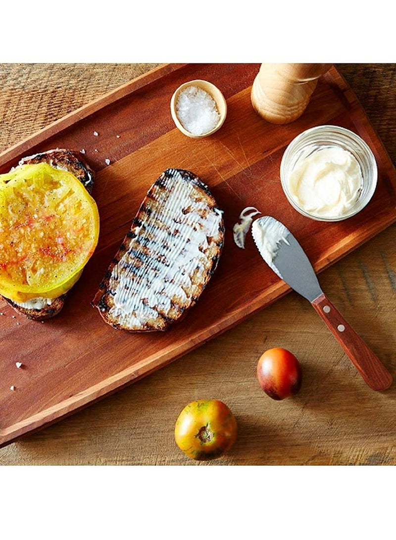 Loquat Straight Edge Wide er Spreader Sandwich Cream Cheese Condiment Knives Set Kitchen Tools, Wood Handle, 8 - Image 4